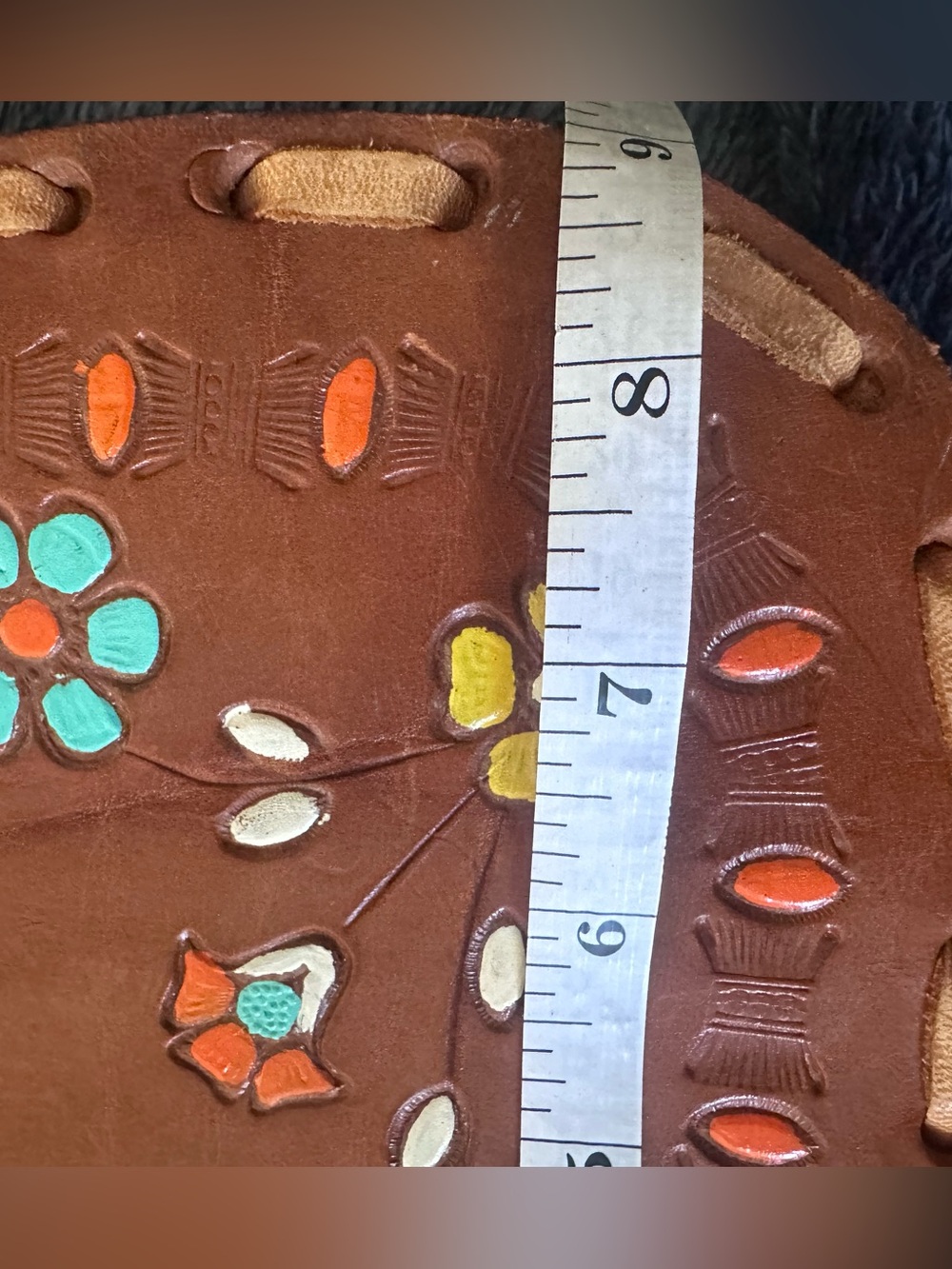 VINTAGE Handcrafted Brown Leather Floral Crossbody - Picture 6 of 6
